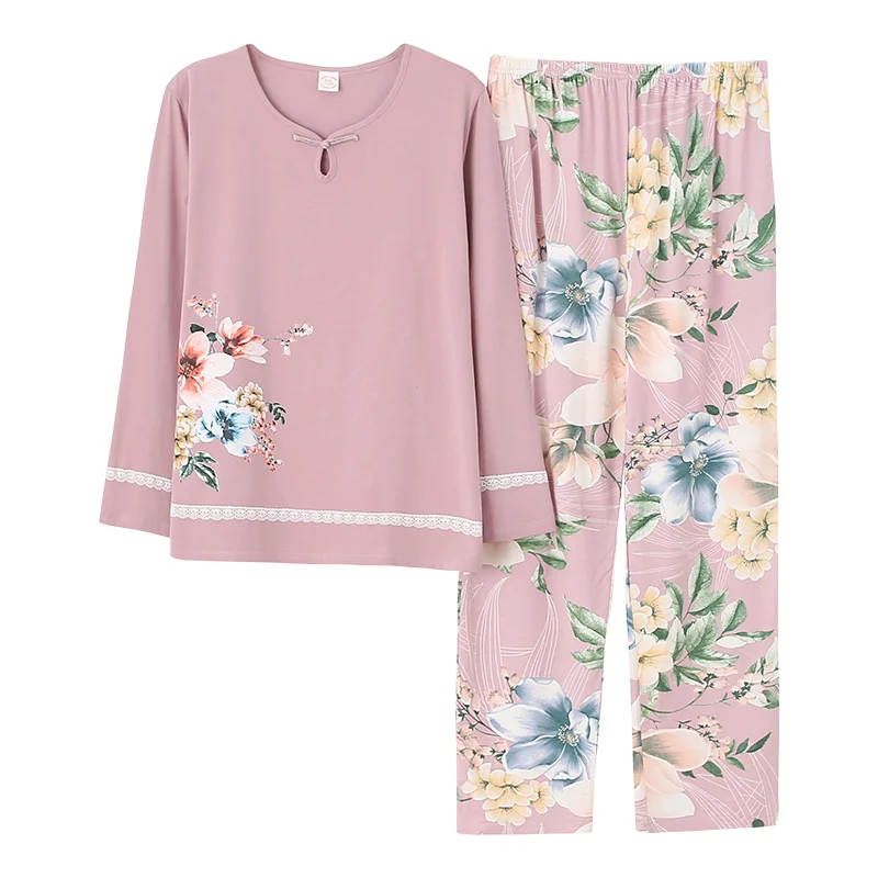Осенне-зимняя женская пижама домашняя одежда большой пижамный комплект ярдов с