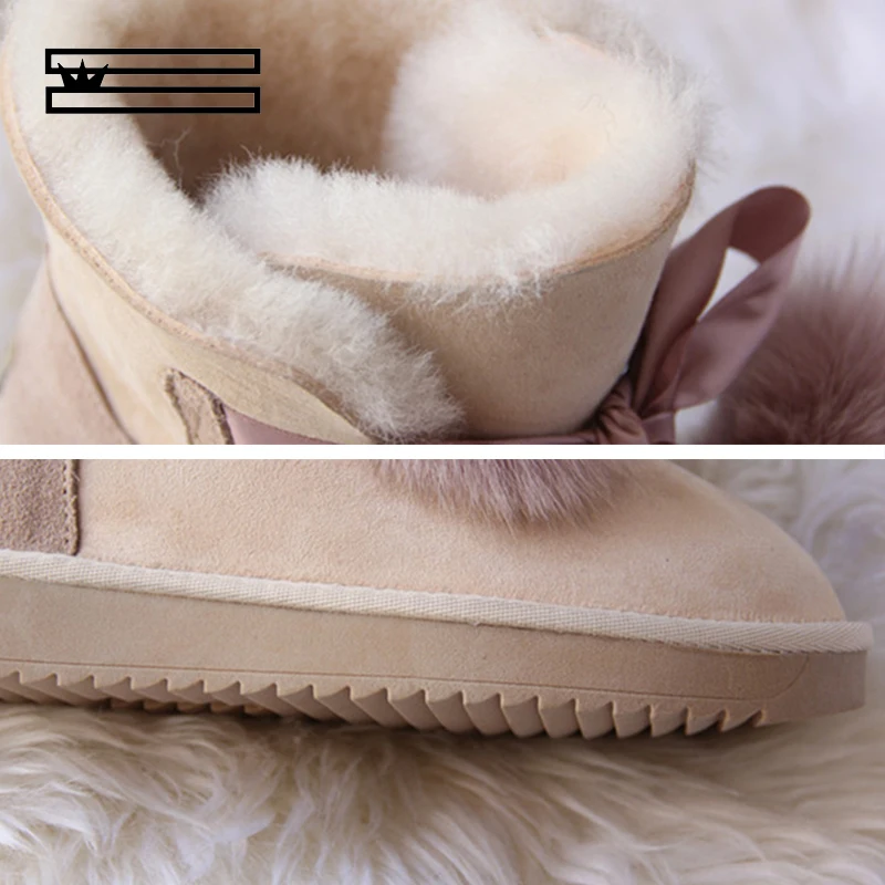 SHUANGGUN Free shipping! New Brand Natural Sheepskin Leather snow boots for women Real Wool inside lady winter warm Boots