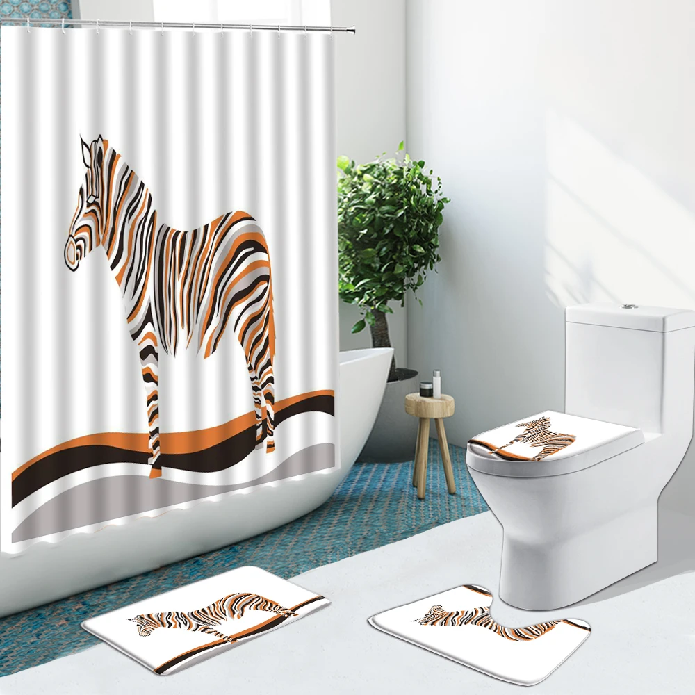 Занавеска для душа в ванную комнату нескользящий фланелевый ковер черного и