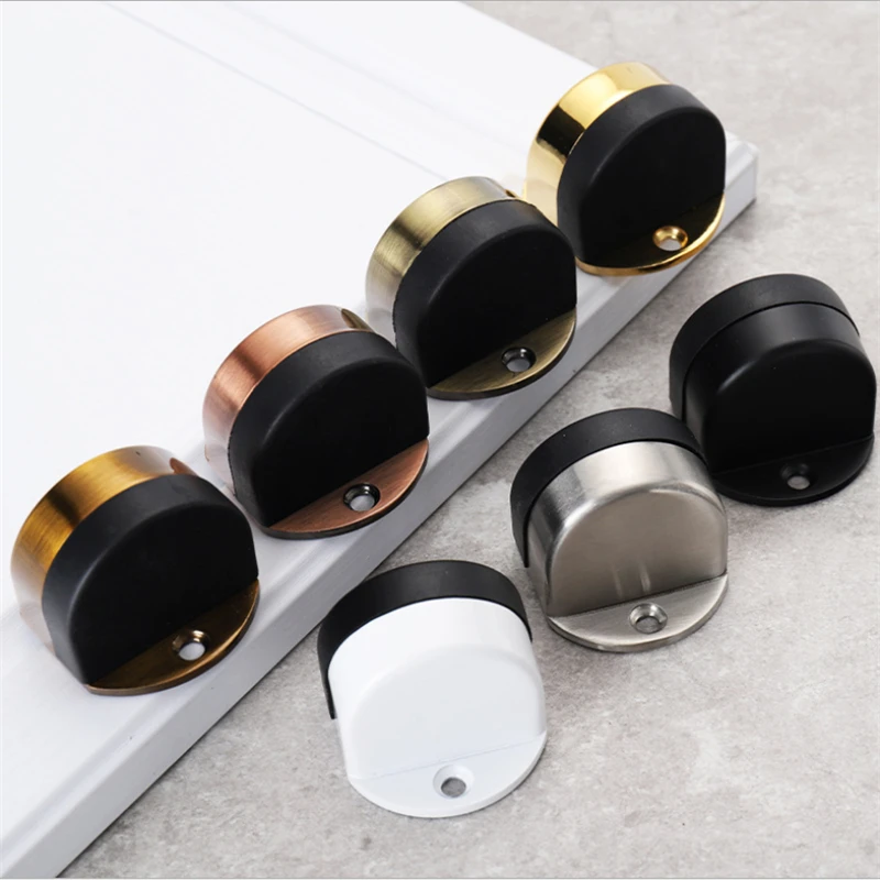 

New Stainless Steel Door Stopper Non-Punch Sticker Water-Proof Door Holder Hidden Rubber Door Stop Furniture Door Hardware