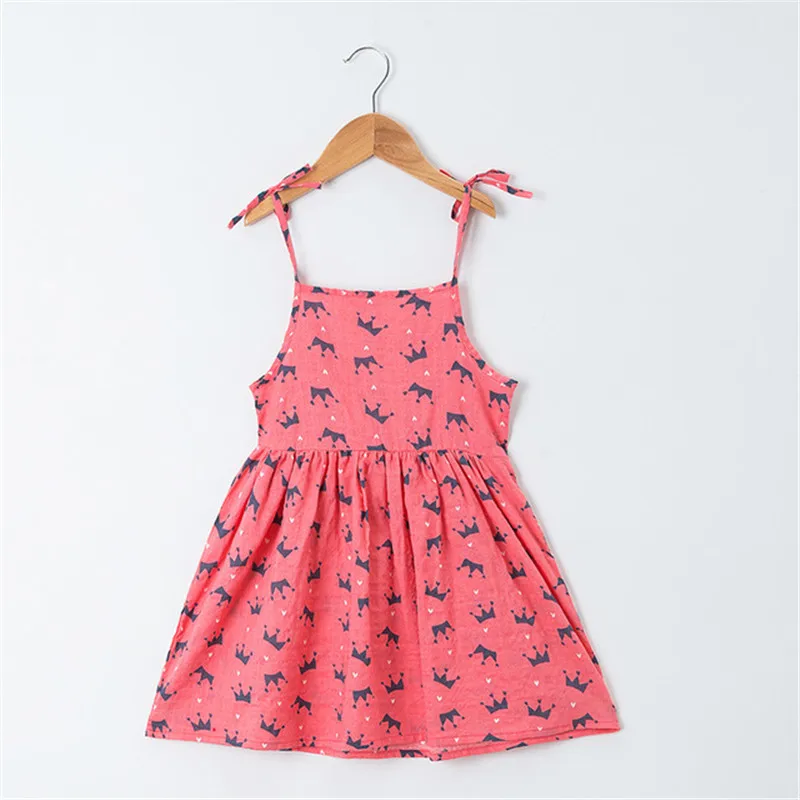 Summer Kids Clothes Baby Girls Dresses Korean Floral Cute Princess Beach Sling Sleeveless Dress For2 3 4 5 6 7Years Old Vestidos | Детская