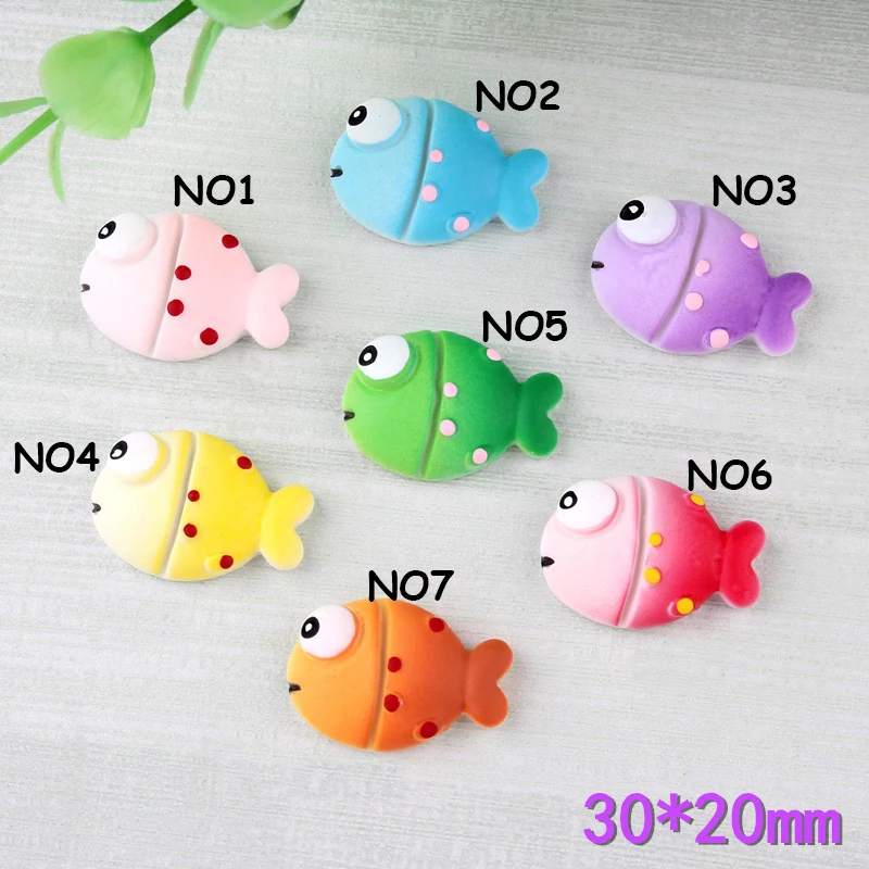 30 шт. морских рыб смолы &quotсделай сам&quot для детей резинка волос аксессуары крем