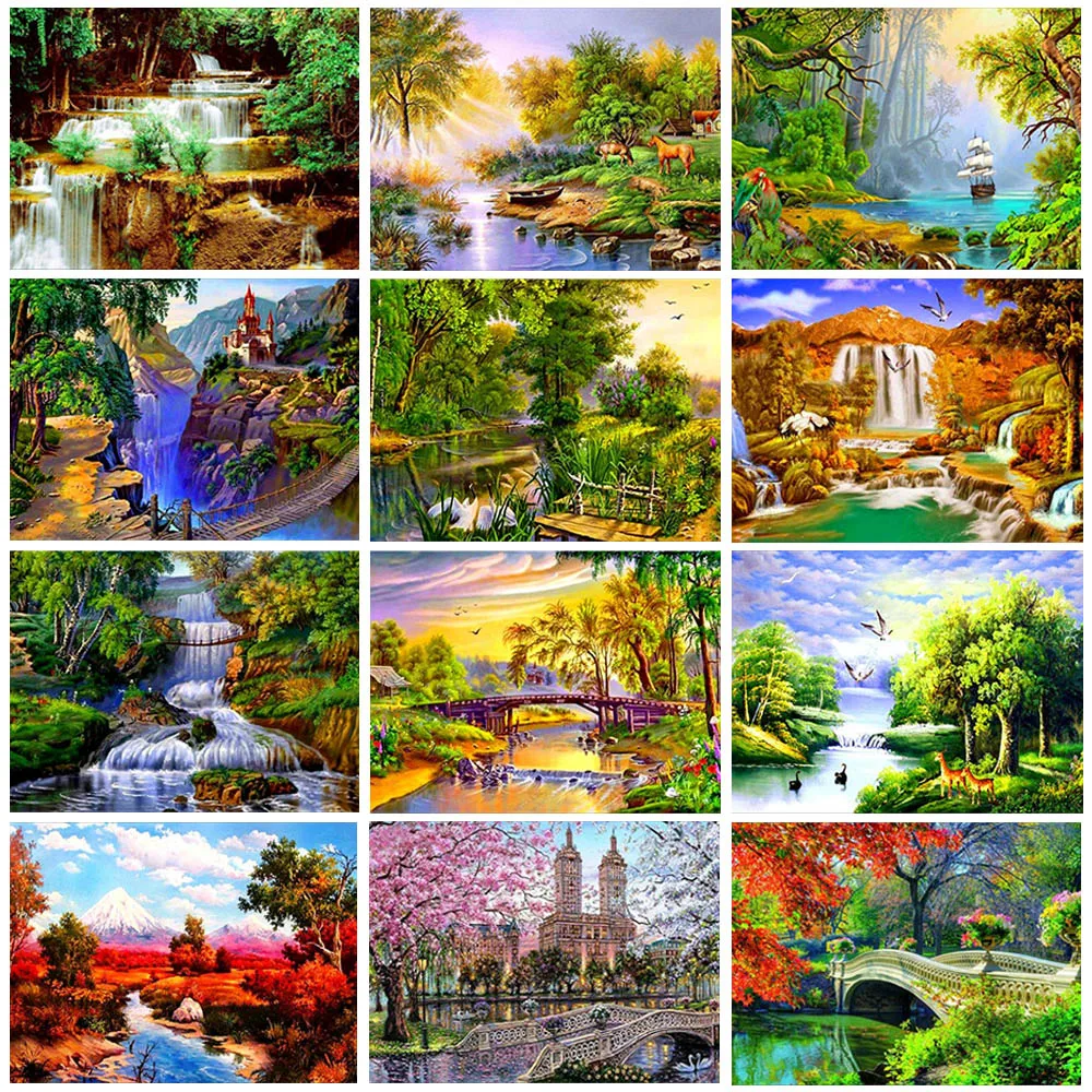 

Full 5D Diy Daimond Painting "Resort scenery" 3D Cross-stitch Round Rhinestone Full Pasted Diamant Painting Embroidery landscape