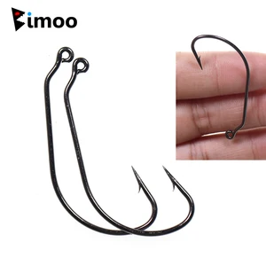 Bimoo, 50 шт., Высокоуглеродистая сталь, встроенный крючок под червя, для ловли окуня, Мормышка, крючок, таксы, оснастка, рыболовные крючки