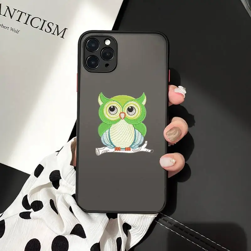 

owl Cute pink cartoon Phone Case matte transparent For iphone 7 8 11 12 plus mini x xs xr pro max cover