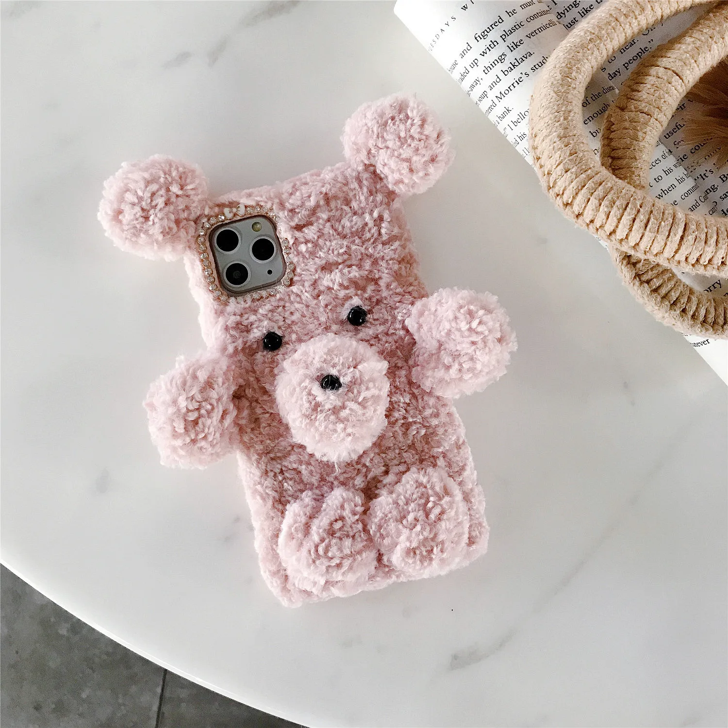 Милый теплый плюшевый женский чехол со стразами для Huawei P9 P10 P20 P30 pro lite plus mate 9 10 20
