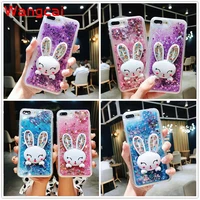 For Huawei Honor Pro View Y6II GR3 GR5 2017 Phone Case Quicksand Liquid Rabbit Holder Stand Glitter Cover