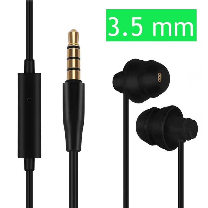 3.5 mm black Мягкие Наушники для сна, наушники 3,5, наушники Type C для Xiaomi Redmi iPhone 7 Plus, Huawei, спящие наушники для детей - Цвет: 3.5 mm black