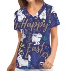 Женская медицинская форма с принтом кролика, с коротким рукавом