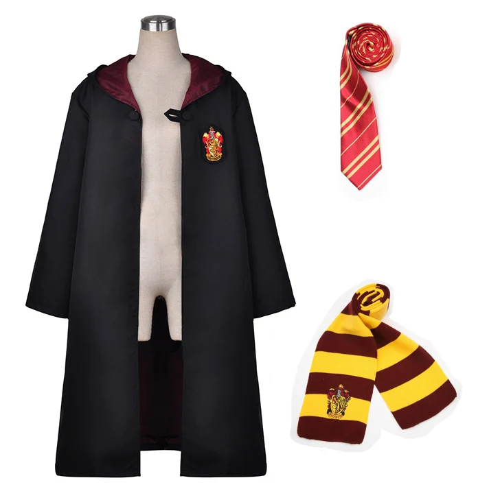 Gryffindor-B Хогвартс Поттер халат Hufflepuff Ravenclaw Гриффиндор Слизерин Поттер костюмы накидка плащ галстук шарф Гермиона Рождественский подарок - Цвет: Gryffindor-B