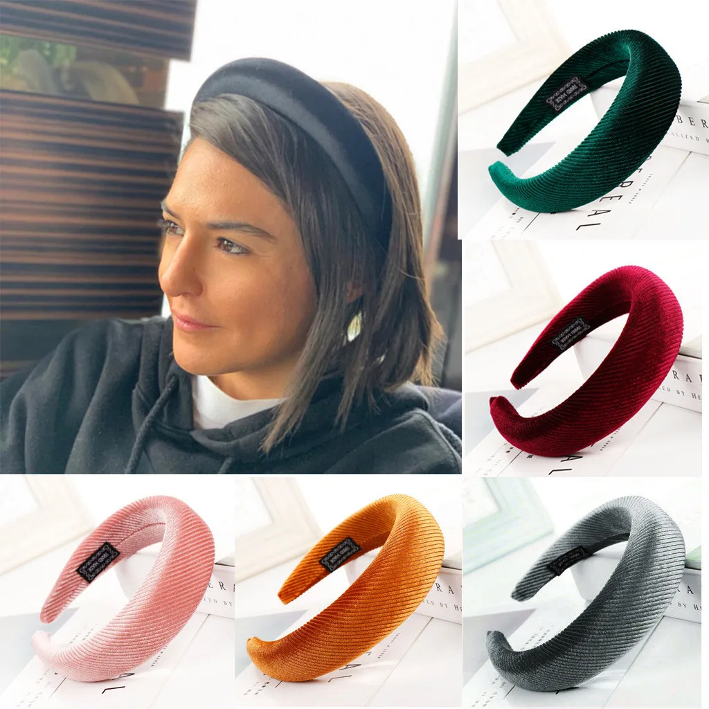 Повязка на голову женская бархатная модный обруч ручной работы с каменным узором