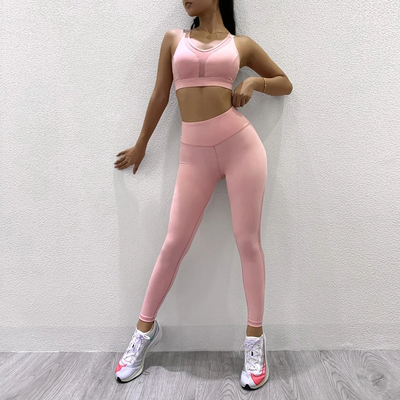 

Комплект спортивный женский для занятий йогой, сетчатый топ с высокой талией, леггинсы, спортивная одежда для бега, ZF466