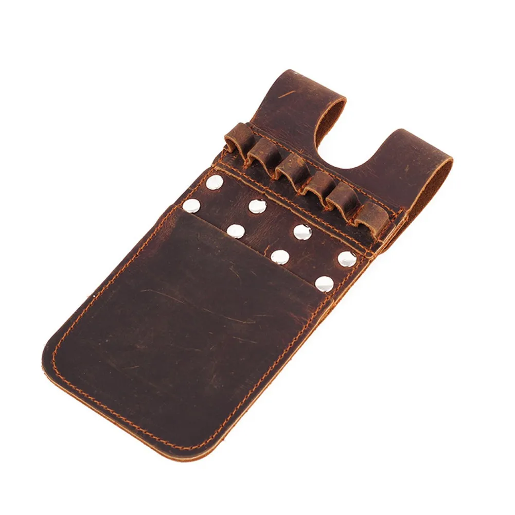 

6 Arrows Cow Leather Archery Arrow Quiver Pocket Holder Pouch Brown Bag Side Belt Waist 20cm*10cm Non-slip Wear-resistant