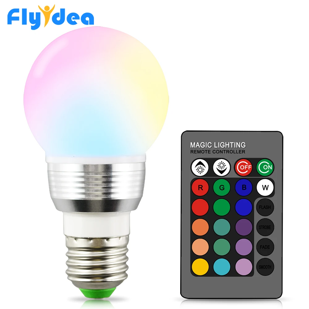 Rgb лампа E27 E14 B22 16 цветной волшебный светодиодный умный Ночной светильник 110 В 220 в праздничный сценический светильник с регулируемой яркостью+ 24-кнопочный ИК-пульт дистанционного управления