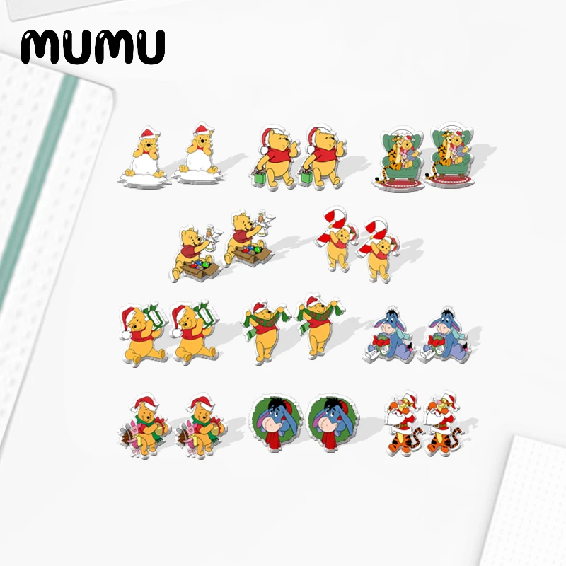 

2021 New Christmas Pooh Stud Earring Piglet Tigger Epoxy Jewelry Resin Acrylic Earrings Handmade Gifts Girl