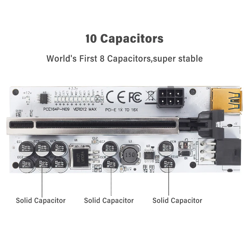Новейший Майнинг-Райзер VER012 MAX USB 3.0 PCI-E Райзер VER 012 Экспресс 1X 16x Райзер-Райзер