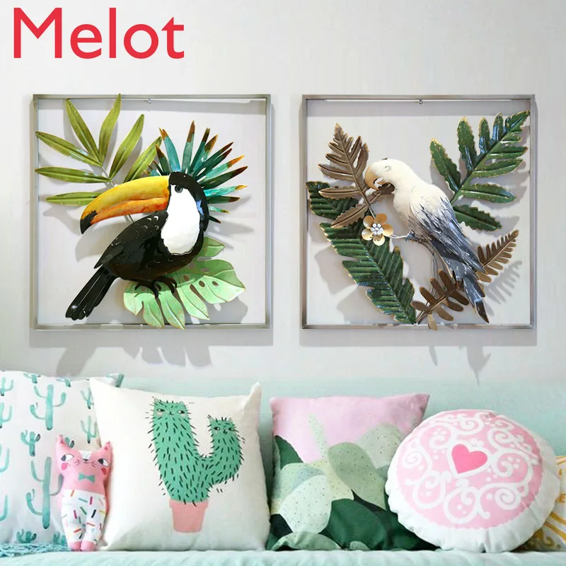 

Modern Handmade Wrought Iron Wall Flower Bird Mural Crafts Decoration Home Wall Sticker Livingroom Background Sofa Ornament Art