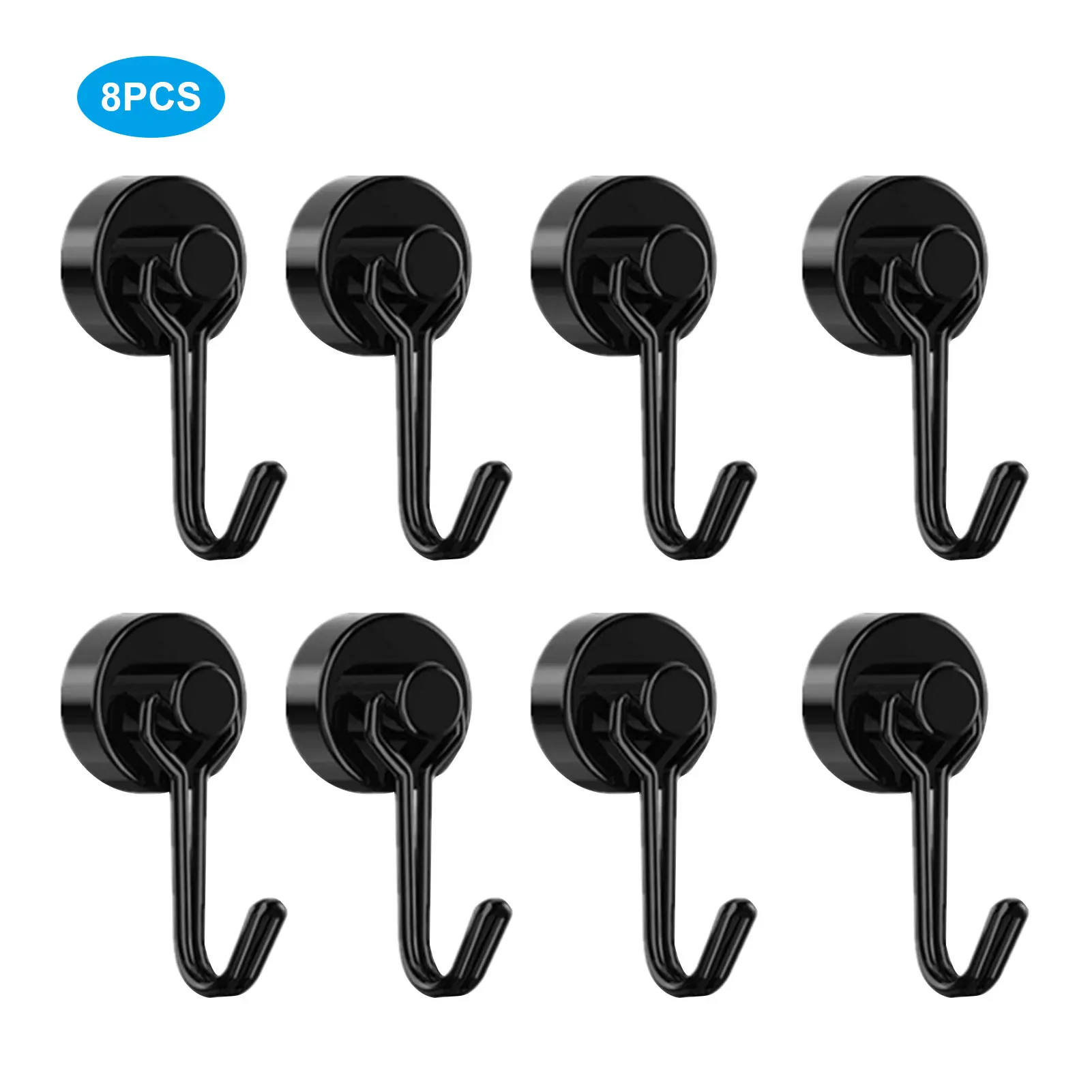 

8pcs Magnetic Hooks Door Wall Household Supplies Cup Drying Office 360 Degree Towel Keys Anti Drop Clothes Hanging Bathroom