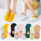 Носки-невидимки женские, хлопковые, однотонные, ярких цветов