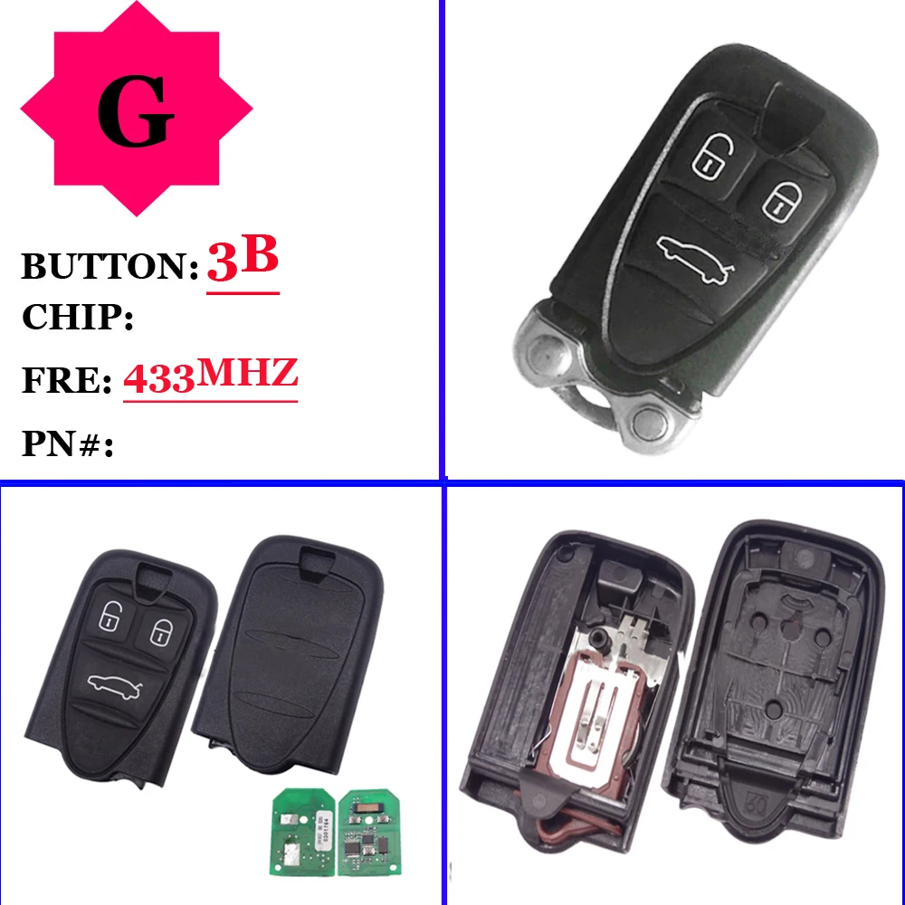 

XNRKEY Original For Alfa Romeo Remote Key 3 Button 433Mhz