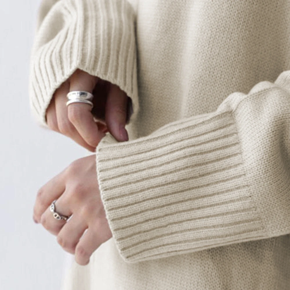 

Dress 2020 Korean Grey Knitted Dress Autumn Winter Warm Female Midi Dress Robe Femme Vestiods Sweater Dresses Trutle Neck