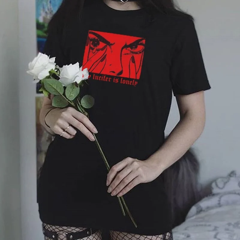 Женская футболка с надписью My Lucifer Is одинокая модная Готическая в стиле гранж