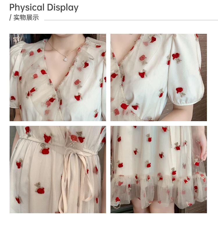 

Women's Blouse Short Sleeve Top Fashion Tops V-neck Shirts Printed Blouses Casual Shirt Summer New Korean Net Yarn Houthion