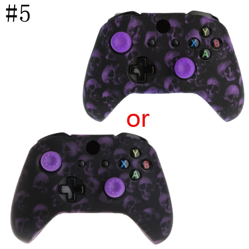 

Skull Pattern Silicone Gamepad Cover+2 Joystick Caps For XBox One X S Controller