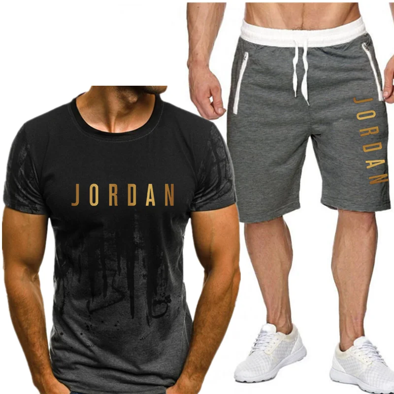 

New Summer Casual Men's Sportswear Suits, Men's T-shirt Suits, Fitness Suits, Sports Suits, Short-sleeved T-shirts + Shorts 2-pi
