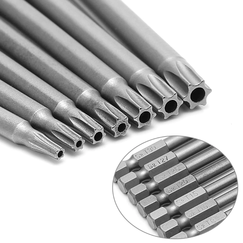 

7pcs Magnetic Torx Screwdriver Bit7 5mm T8-T30 1/4 Inch Hex Shank Handle Sturdy