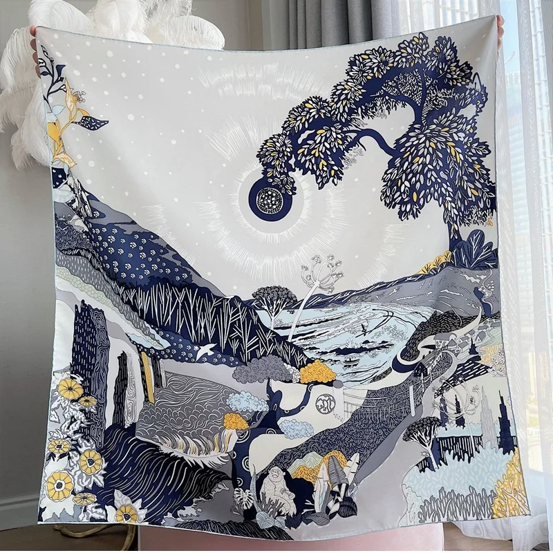 

French Style 100% Silk Scarf Shawl Women Square Hijab Head Scarves 35"x35"