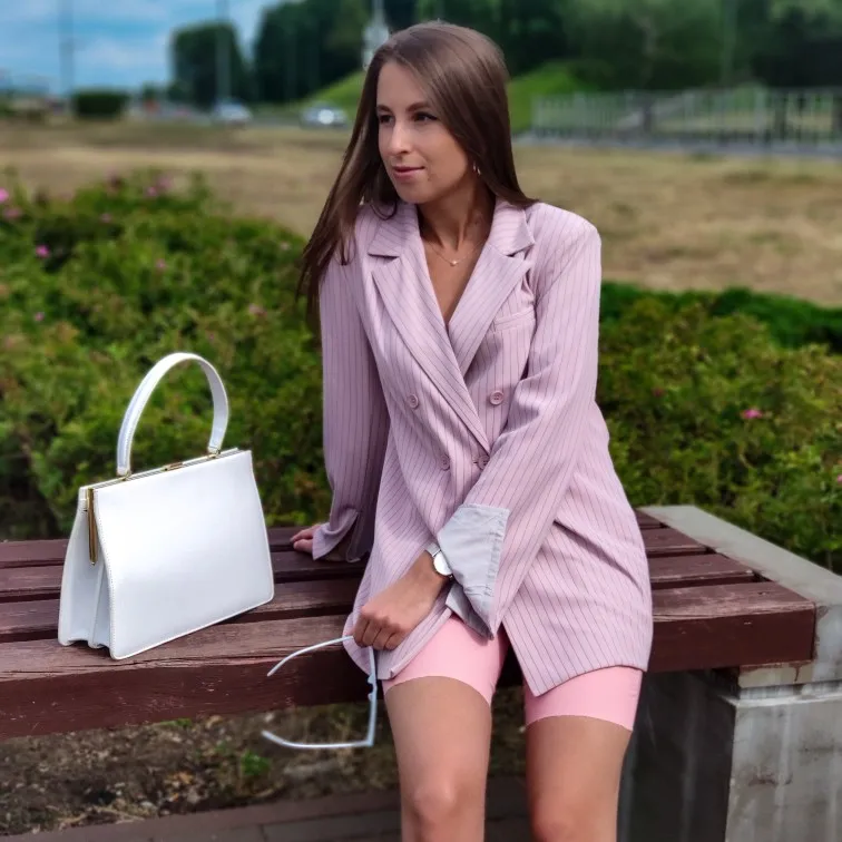 Bella philosophy женский осенний зимний полосатый розовый блейзер тонкая куртка с отложным воротником Женский блейзер Повседневный офисный женский костюм