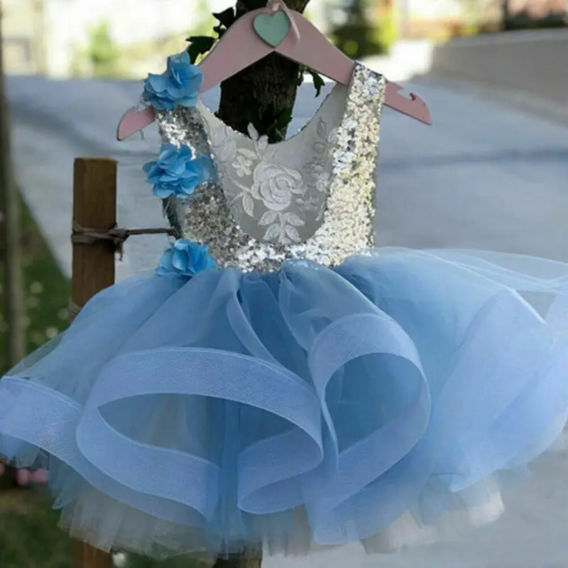 Girl Kids Tutu Dress Sequins Princess Party Wedding Flower Tulle Dresses | Детская одежда и обувь