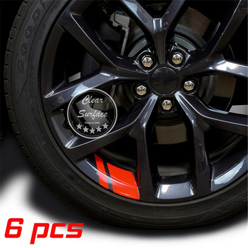 

6x Reflective Car Rim Sticker Vinyl Warning Decal Hash Mark Stripe Racing Wheel Size 16-21 Car Stickers Car Accessories Stickers