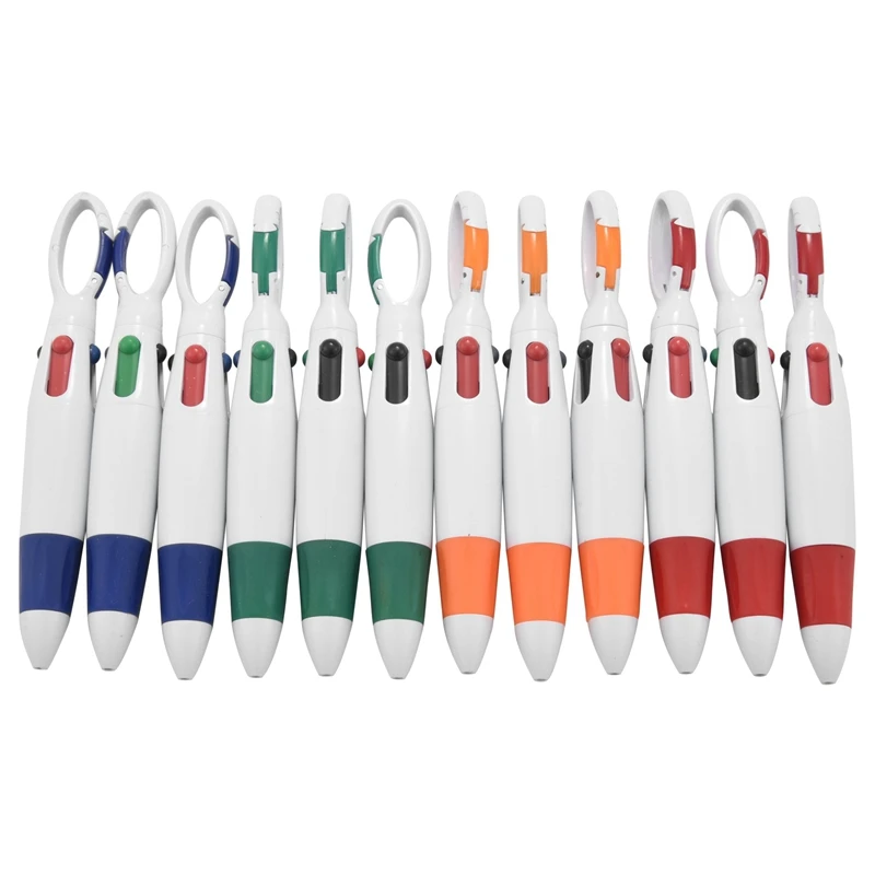 

Shuttle Pens Retractable - Pack Of 12, Four Neon Color Pens in One,With Carabiner Keychain on Top, Great for School Projects and