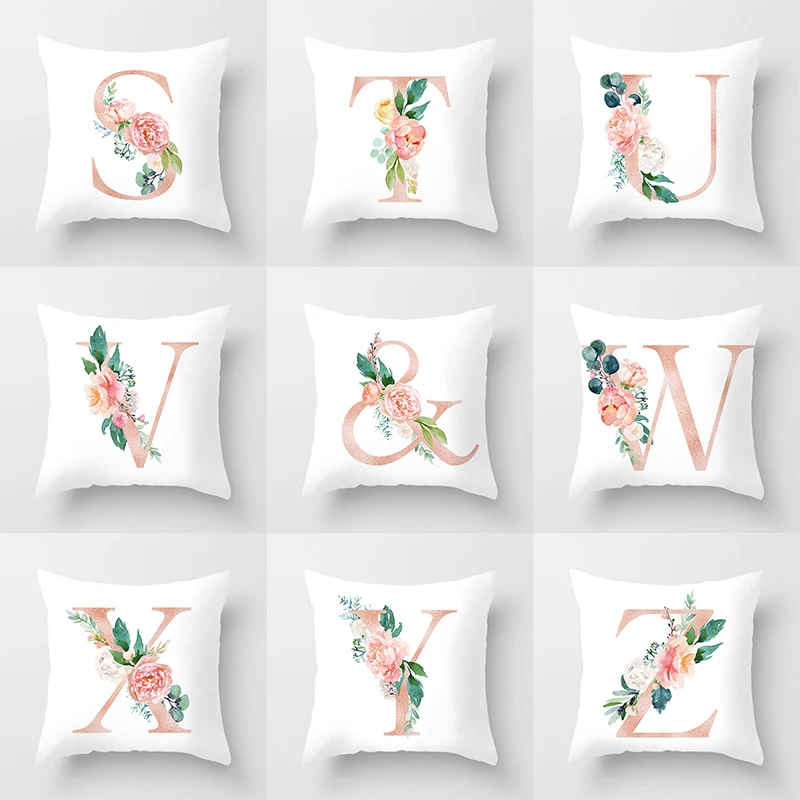 26 букв Подушка с алфавитом чехол для дивана украшение дома Цветок Наволочка
