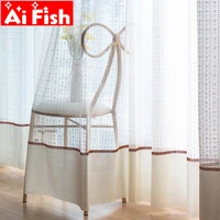 off white vertical strips flower stitching tulle bottom ruffle lace gauze window sheer mesh fabric curtains for living room 4