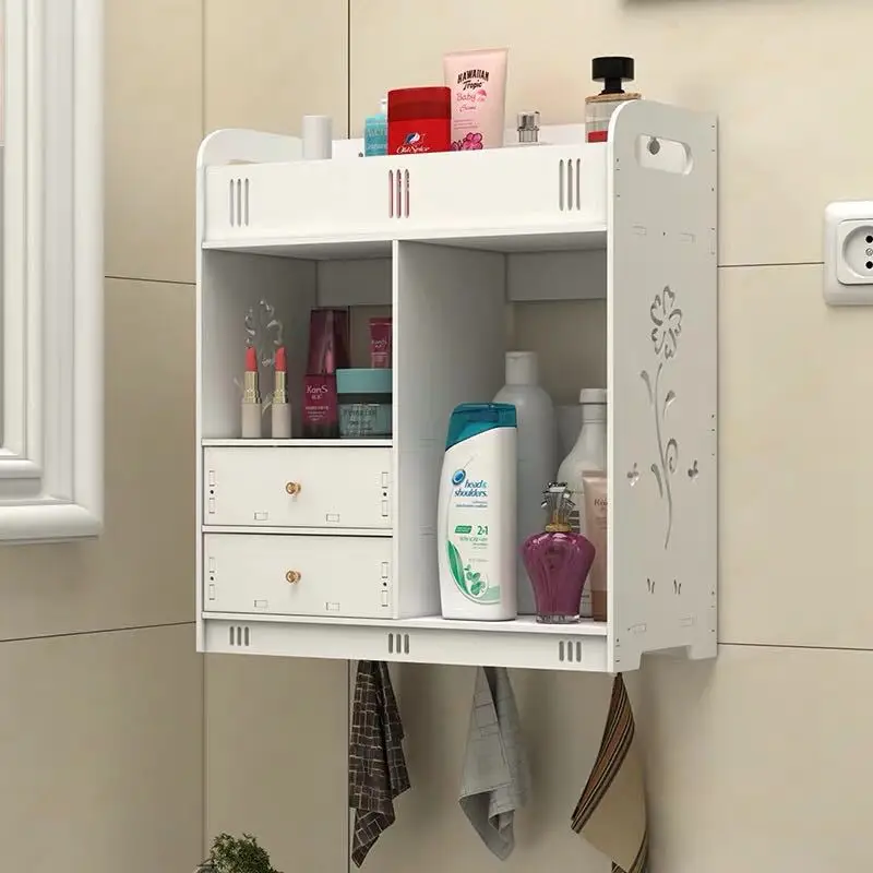 

Bathroom Cabinet 38x18x43cm Wall Mounted Bathroom Toilet Furniture Cabinet Wood-Plastic Cupboard Shelf Cosmetic Storage WF1021