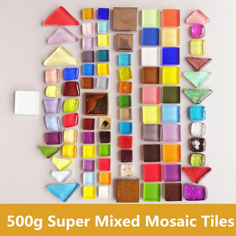 

500g Super Mixed Mosaic Tiles Different Size & Shape Glass Mosaic Tiles DIY Craft Mosaic Stone