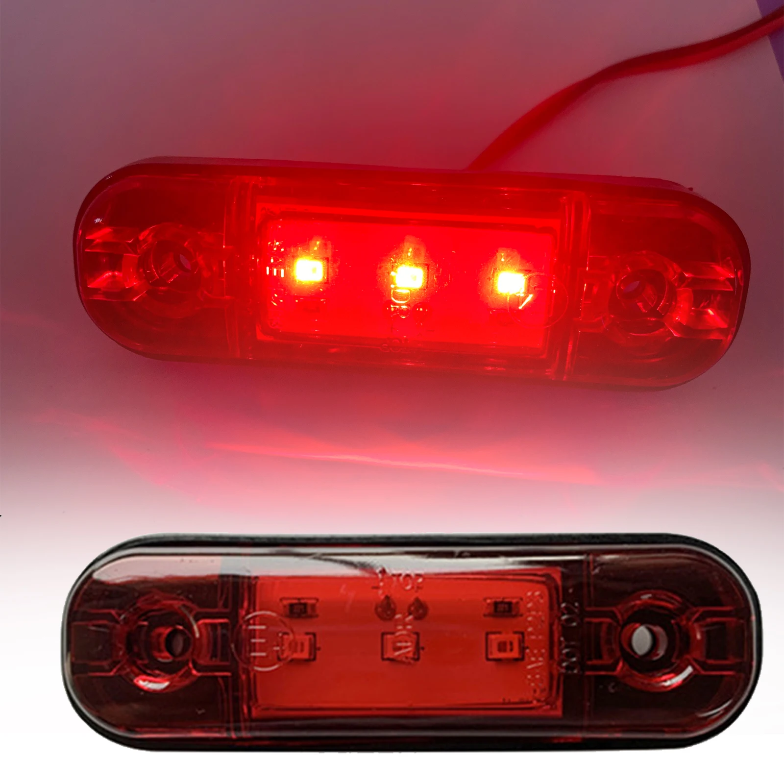 

2x 3 LED External Side Marker Warning Tail Light Lamp Clearance Signal Brake Indicator Trailer Truck Lorry 12V 24V
