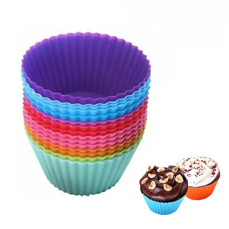 

12pcs Cupcake Mould Silicone Molds For Baking Egg Tart Muffin Cake Mold Christmas Wedding Party Cake Decoration Tools