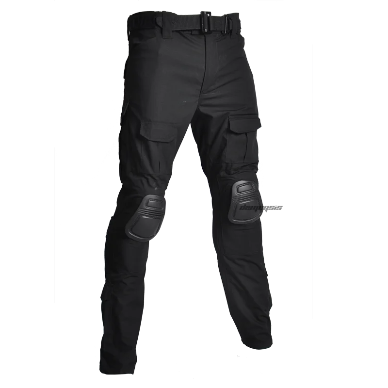 pants black Тактические костюмы рубашка+ брюки с налокотниками Наколенники Мужская камуфляжная одежда для охотников Мультикам военная форма - Цвет: pants black