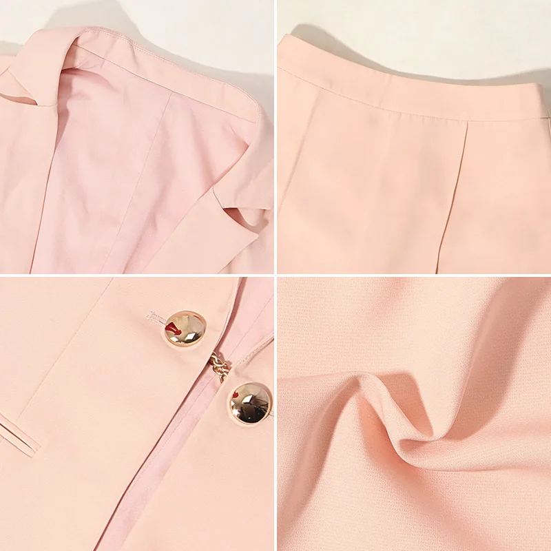 

Fantoye Sexy Notched Single Button Blazer Sets Women Autumn Long Sleeve Coat And Shorts Set Casual Office Ladies Blazer Suits