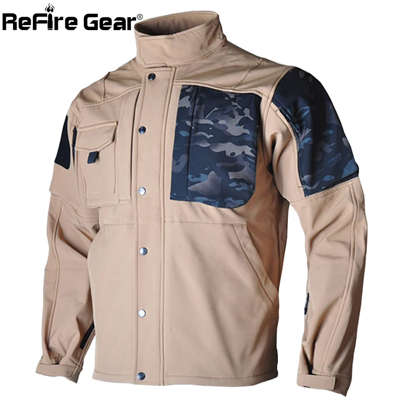 Мужские тактические куртки ReFire Gear Softshell зимние теплые камуфляжные военные с
