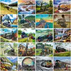 Набор для рисования по номерам на холсте Поезд, масляные краски для самостоятельного рисования