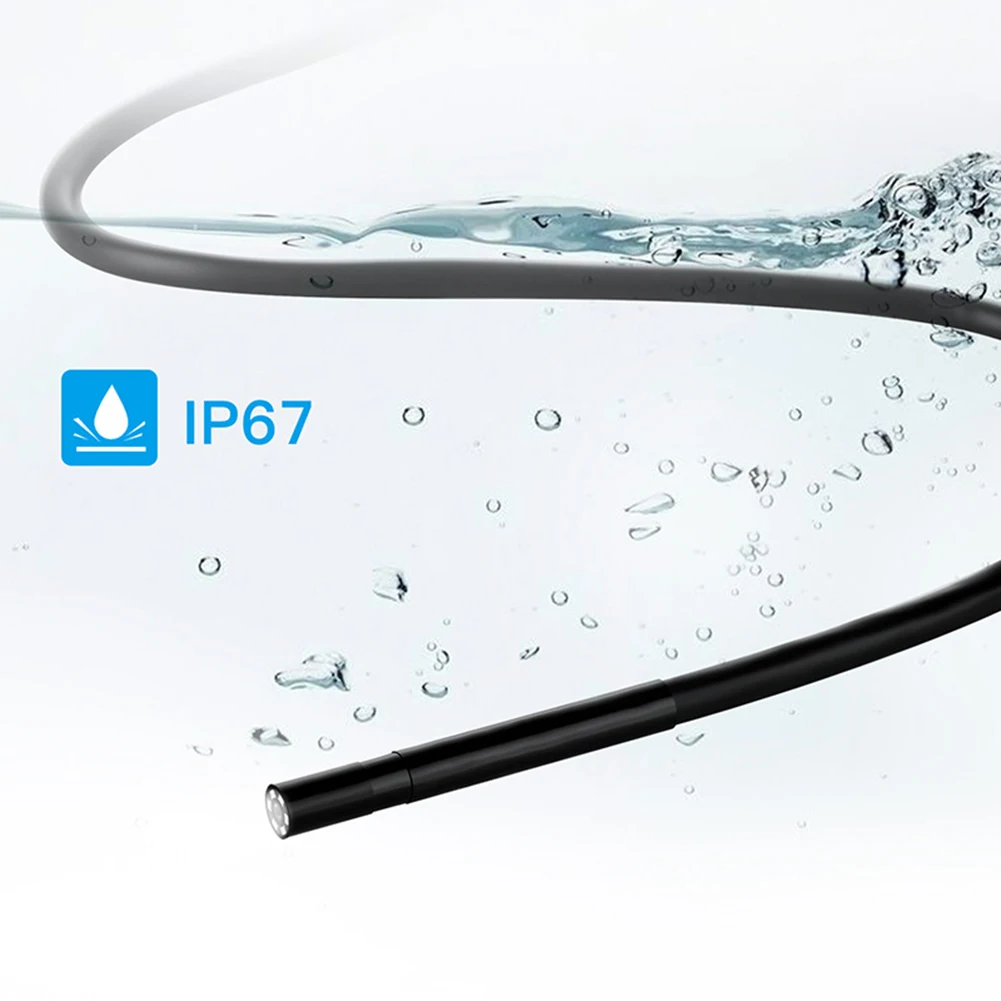 Эндоскоп с камерой 2 м 5 мм перезаряжаемый IP67 водонепроницаемый поддержка Wi-Fi