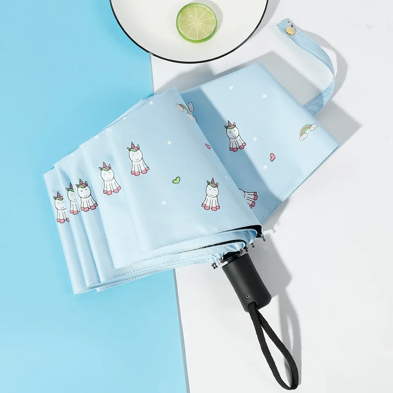 Автоматический складной зонт Черный Пластиковый Солнцезащитный Зонт с защитой