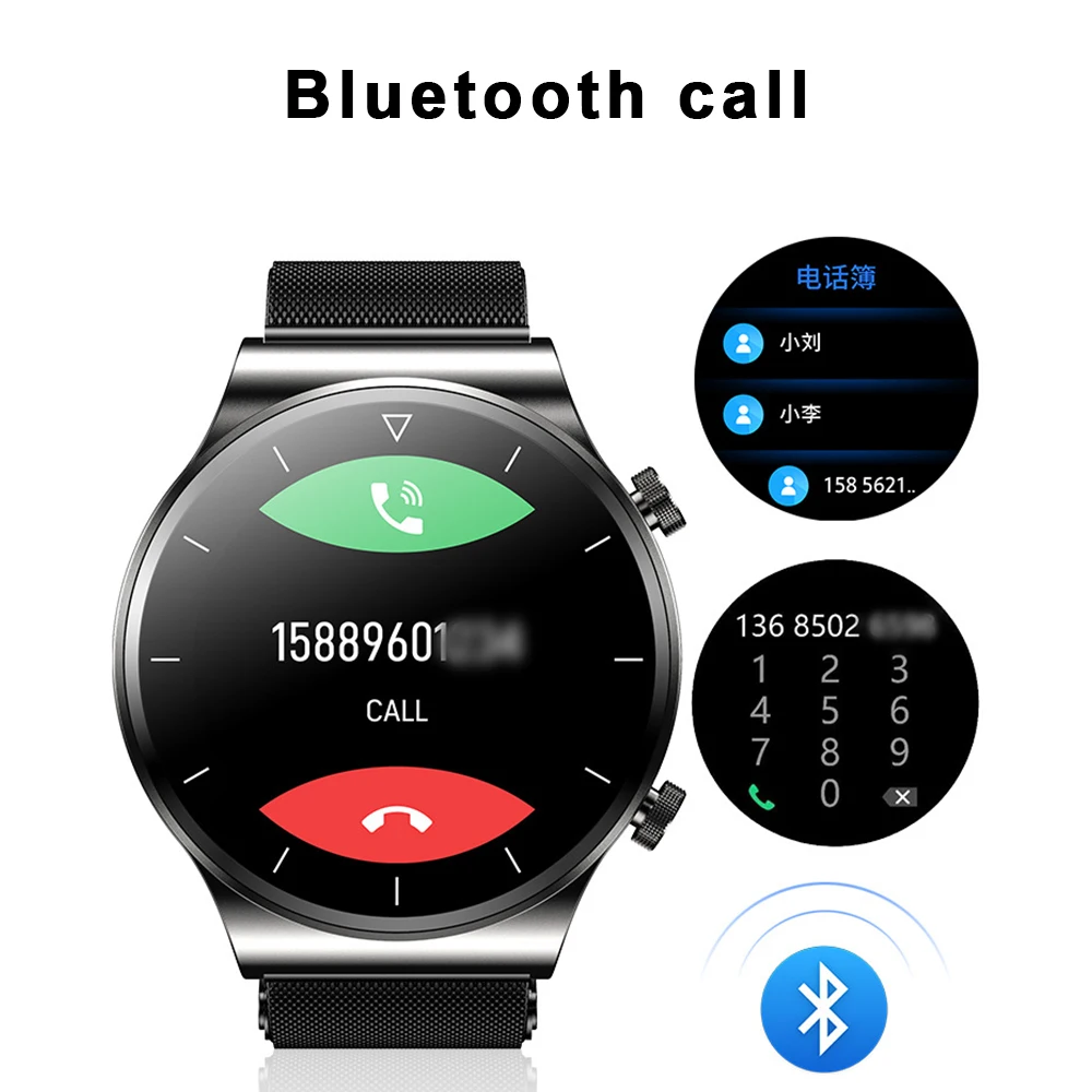 2021 Смарт-часы роскошные мужские умные часы пульсометр Bluetooth информация о звонках