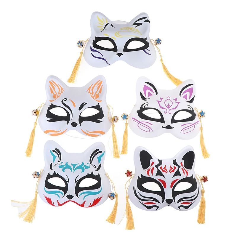 Унисекс японская маска лисы с кисточками и колокольчиком Нетоксичная Косплей