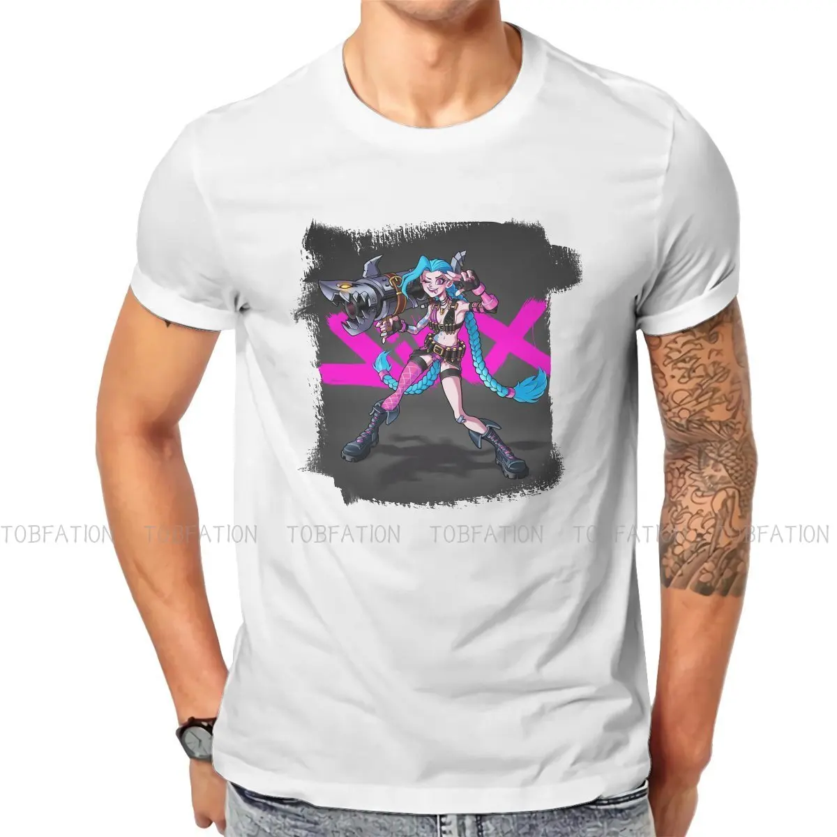 

Jinx Netflix Animation Fashion TShirts Arcane League of Legends LOL Anime Male Graphic Pure Cotton Tops T Shirt O Neck Big Size